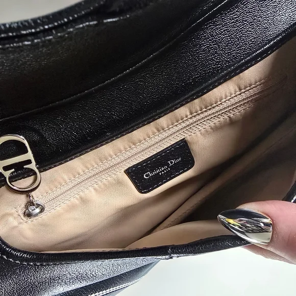 Dior Saddle Bag Vintage Black Goatskin Leather With Contrast Stitch - Picture 11 of 15